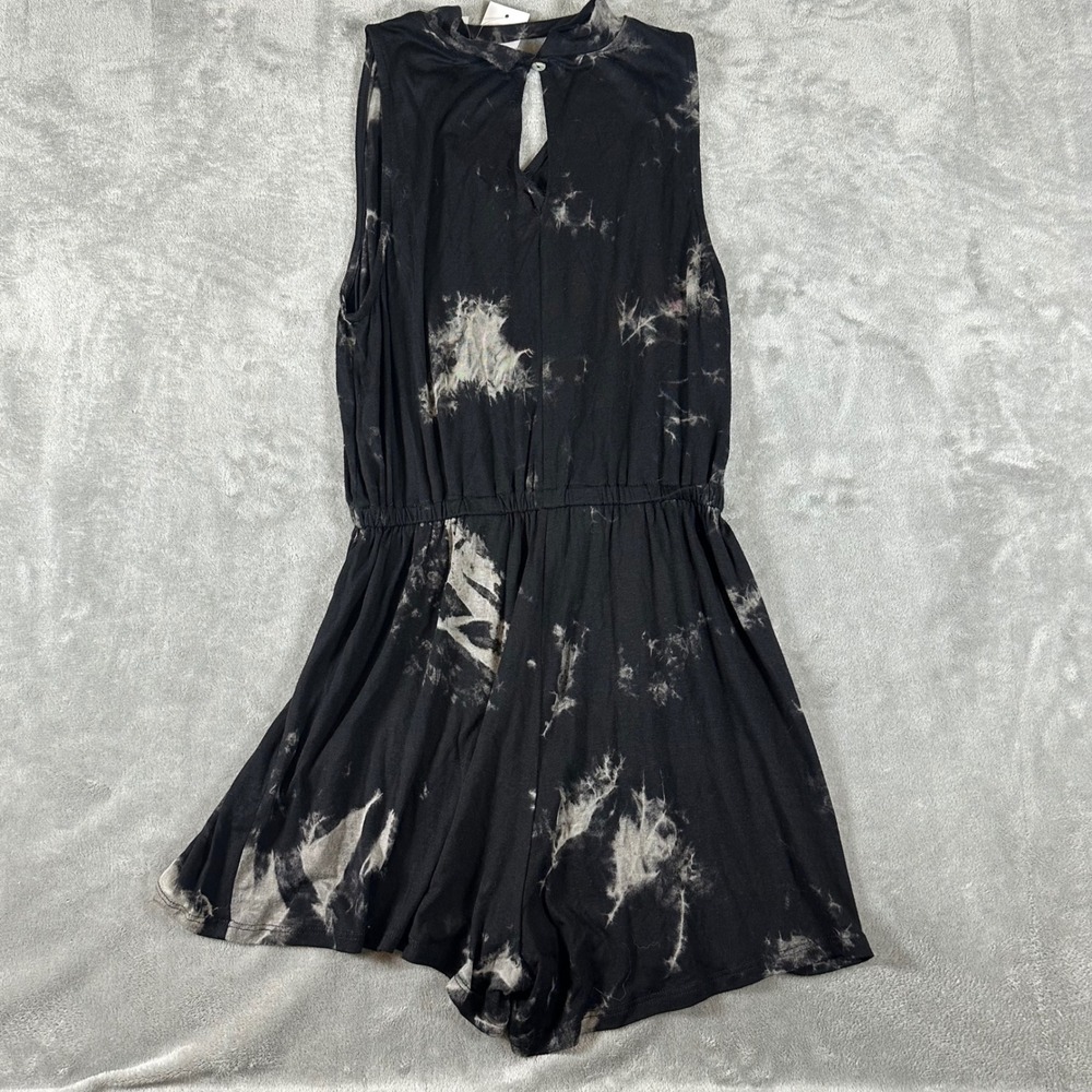 Ginger G Womens Tie Dye Romper Black White Sleeveless Mock Neck Medium K4421TD